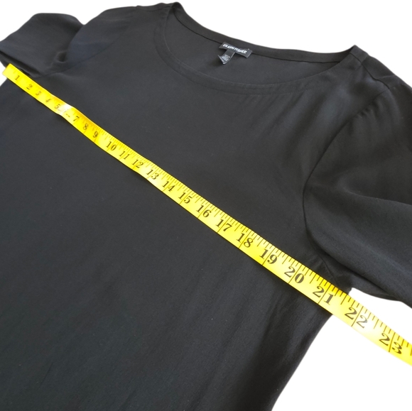 Eileen Fisher Georgette Crepe Bateau Tunic Dress 100% Silk Size M Black - Picture 14 of 16